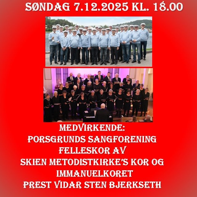 Søndag 7. desember kl. 18.00 Felleskorets julekonsert
