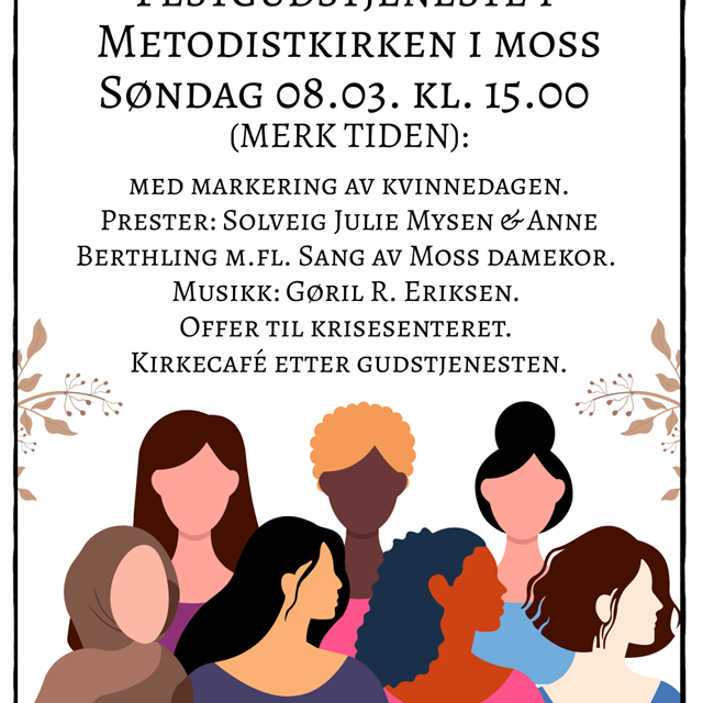 Velkommen til markering av den internasjonale kvinnedagen 8. mars i Metodistkirken i Moss