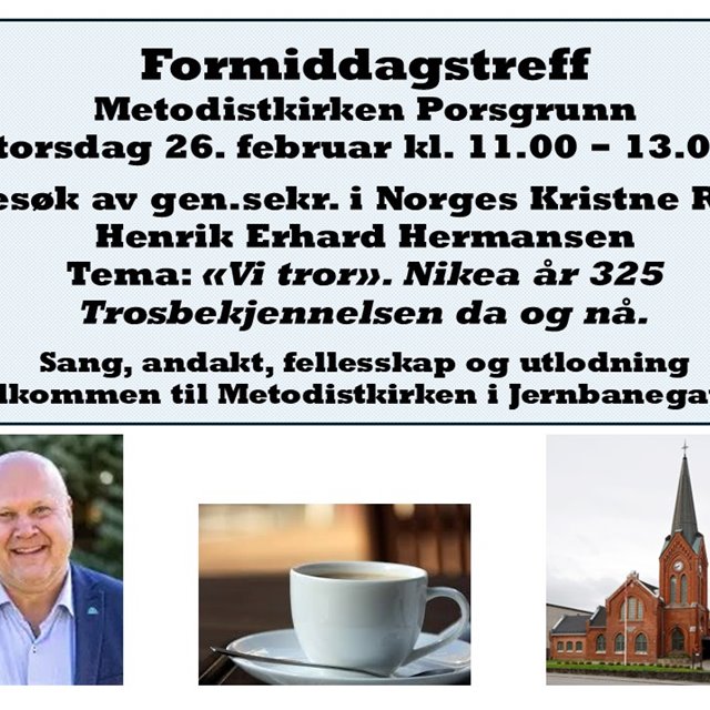 Torsdag 26. februar kl. 11.00 Formiddagstreff